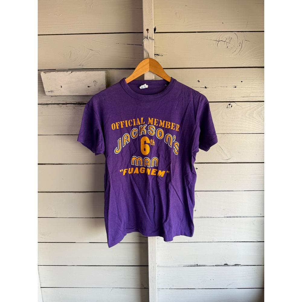 Vintage Champion T Shirt Mens Large Purple Jackson's 6th Man FUAGNEM Graphic L - Picture 1 of 5